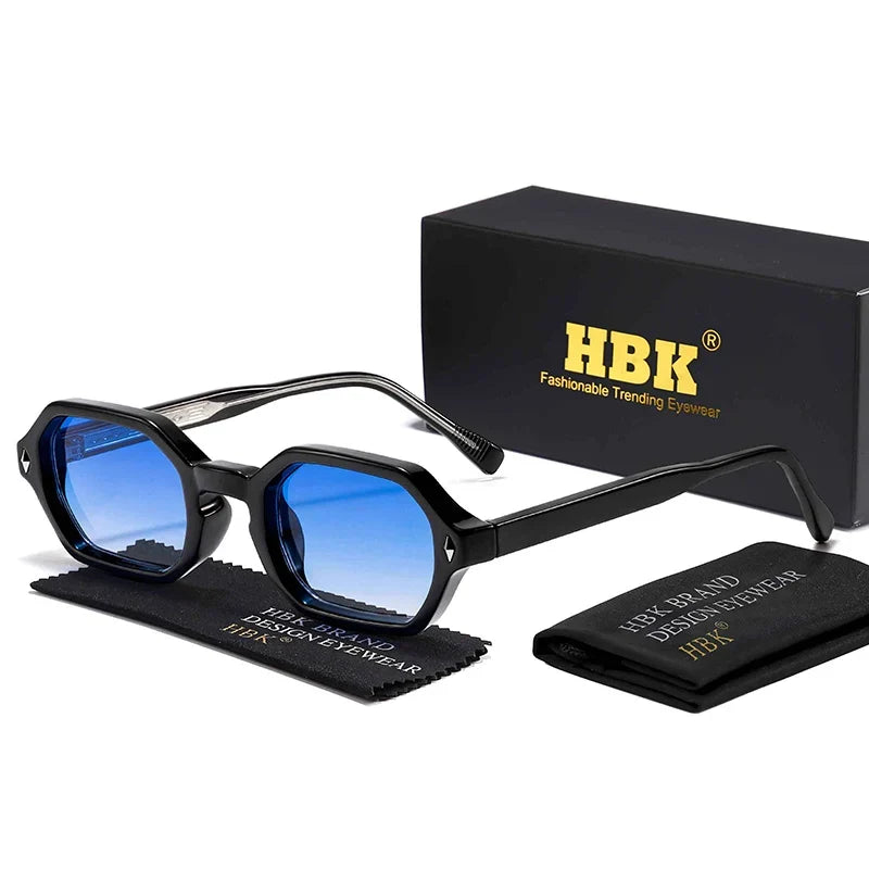 HBK New Fashion Polygon Men Sunglasses Small Frame Cupronickel Core Insert Leg Sun Glasses Outdoor Party Vacation Travel