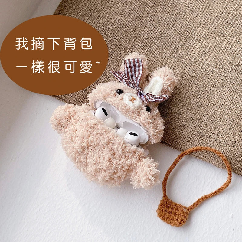 Funda de AirPods de conejo de peluche