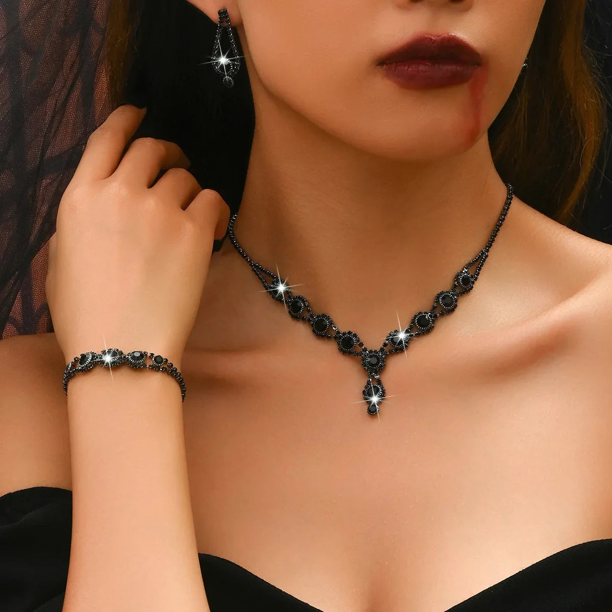 4PCS Fashion Elegant Crystal Jewelry Sets for Women Rhinestones