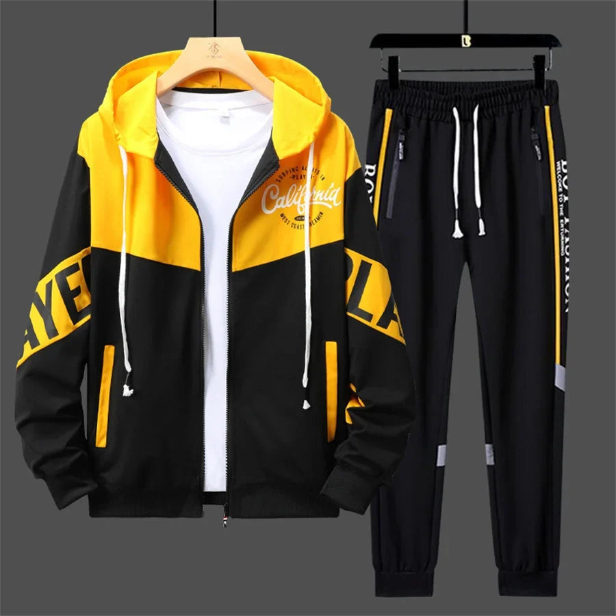 Men’s Printed Cardigan & Pants Tracksuit Set