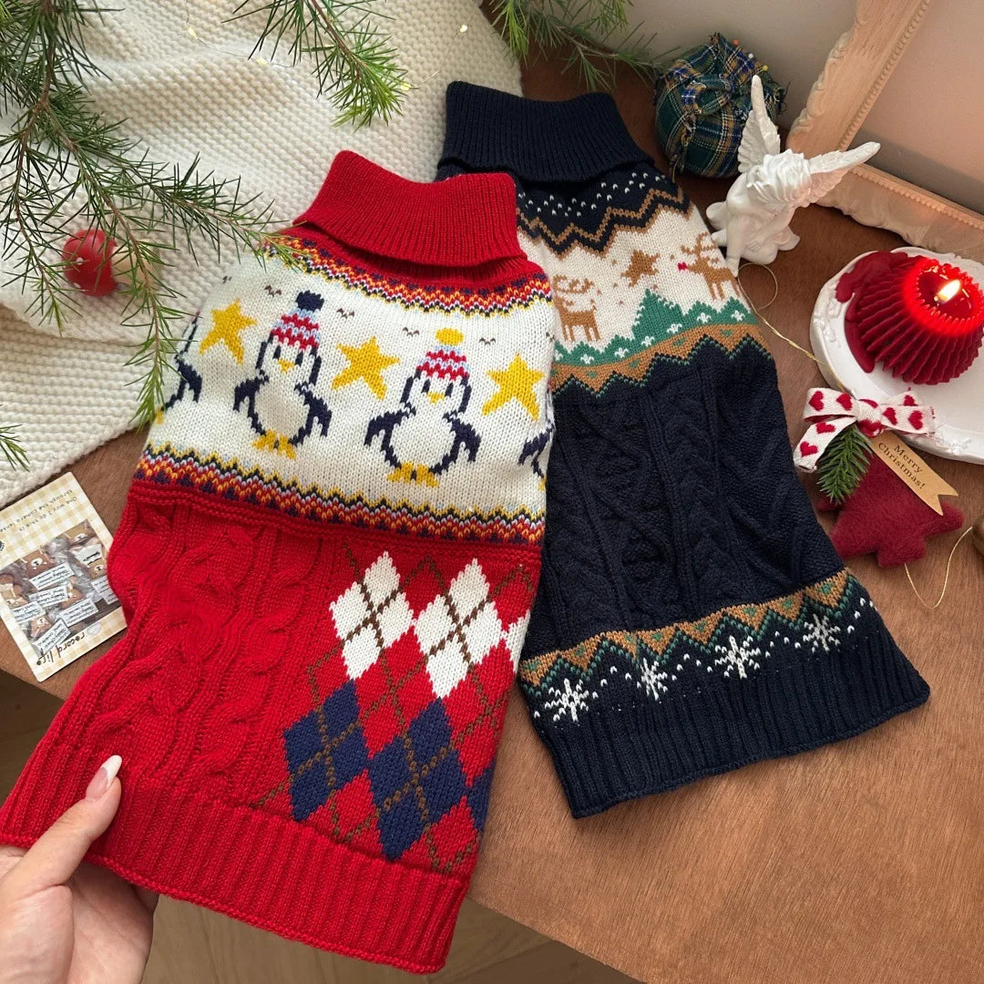 New Christmas Sweater for Small Medium Dog Warm Sweater Clothes for Dog Cat Party Wear