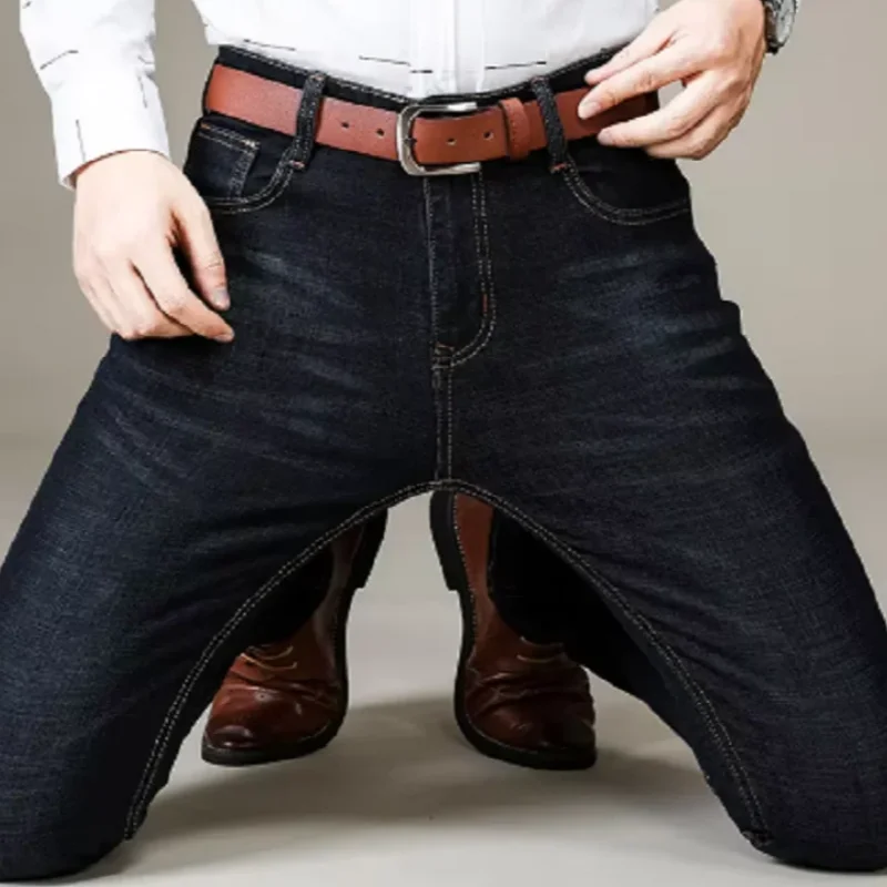   2025 Men NEW Men's Fashion Business Jeans Classic Style Casual Stretch Slim Jean Pants Male Brand Denim Trousers Black Blue Me
