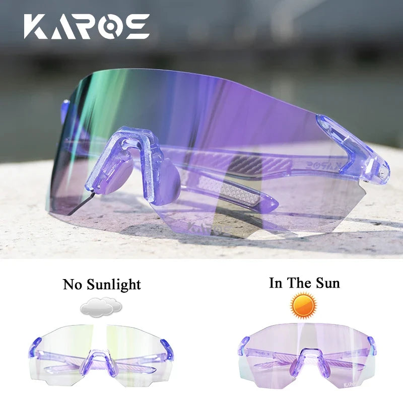 KAROS Photochromic Cycling Glasses MTB Road Bike Eyewear Men Women Outdoor Sports Sunglasses Adjustable Lens for Bicycle K01