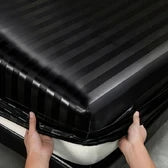 Luxury Satin Striped with Elastic Band Fitted Sheet Silky Soft Deep Pocket Bed Cover Standard Size Twin Full Queen King Bedding