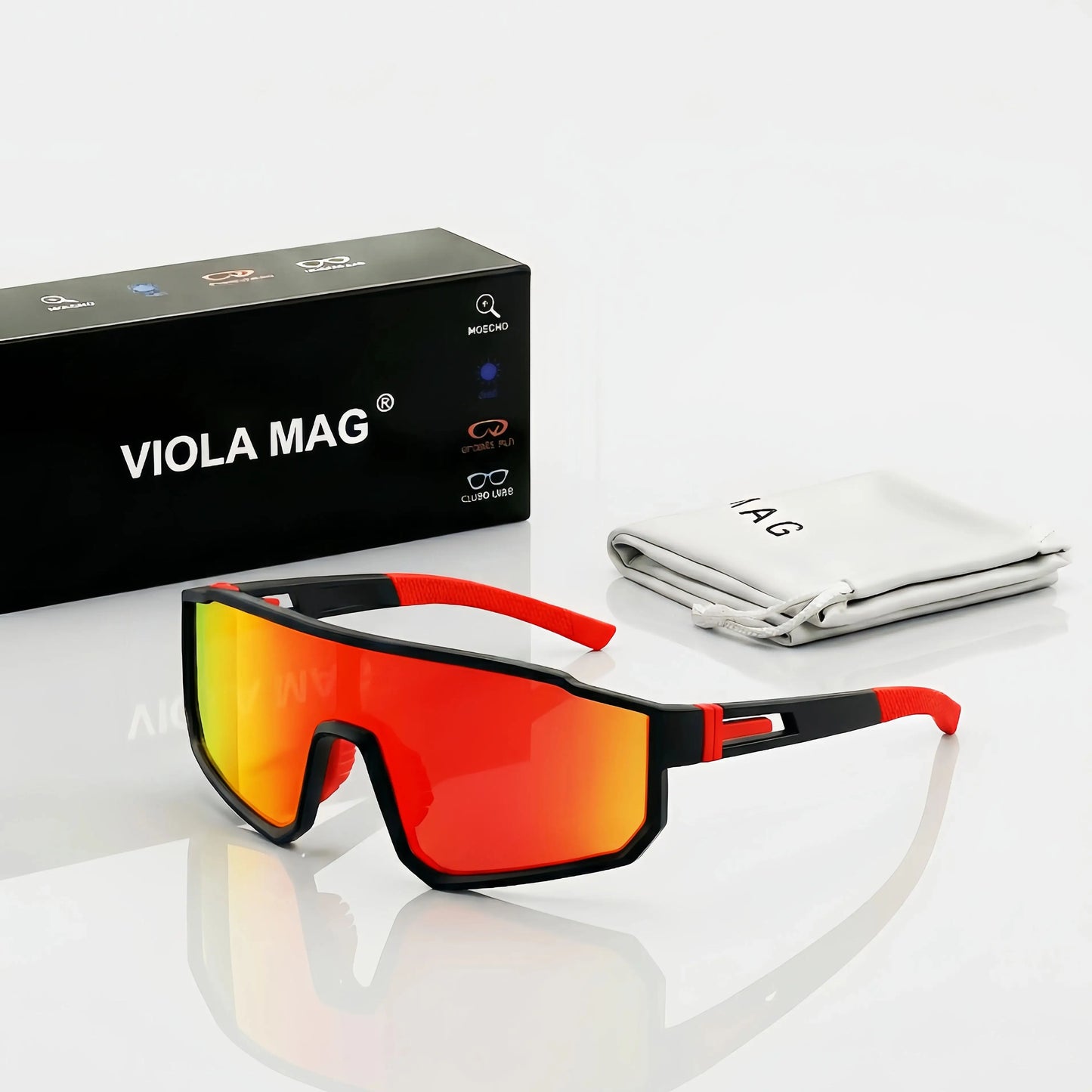 VIOLA MAG Fashion Cycling Glasses, Unisex, Oversized Frame, Non-slip Rubber Grip Frame Suitable for Running, Fishing, Hiking and