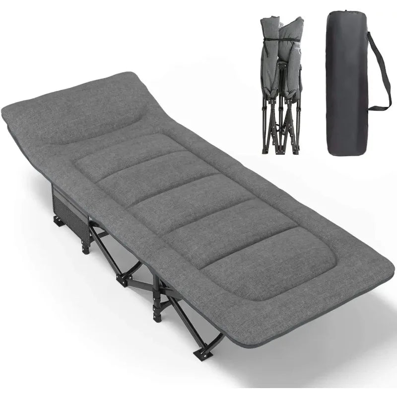 Camping Cot Comfortable with Pad  Portable Folding Bed for Sleeping Single Supports Travel Office Garden Beds  складная кровать