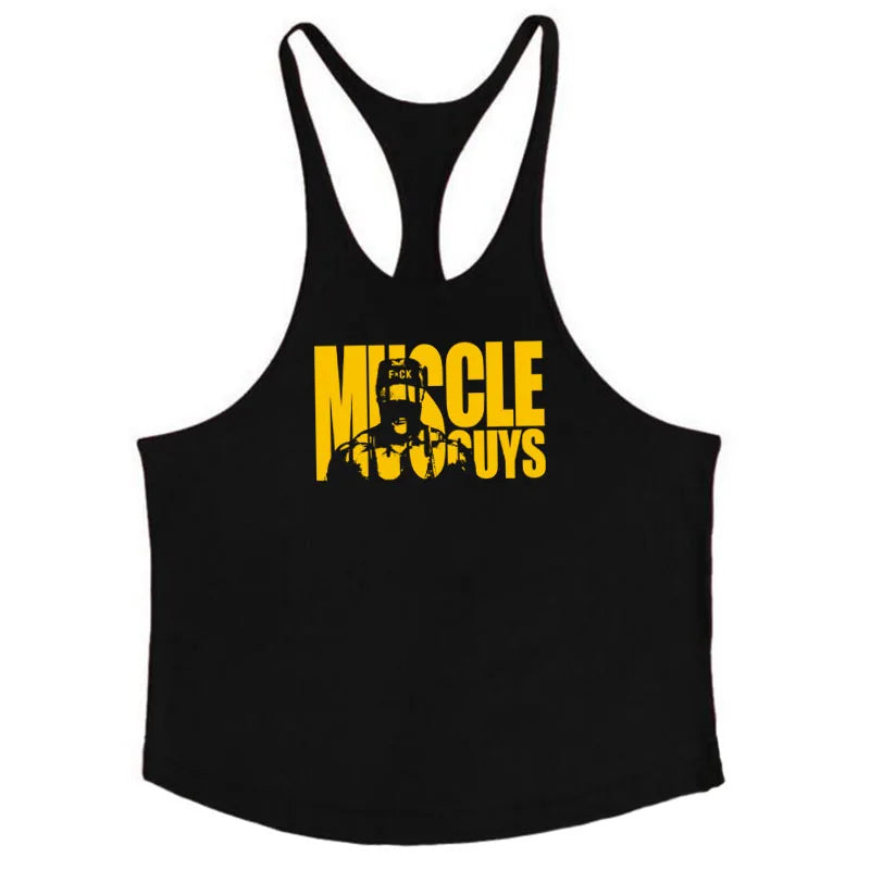 Camiseta Muscleguys sin mangas tipo tirantes finos para fitness