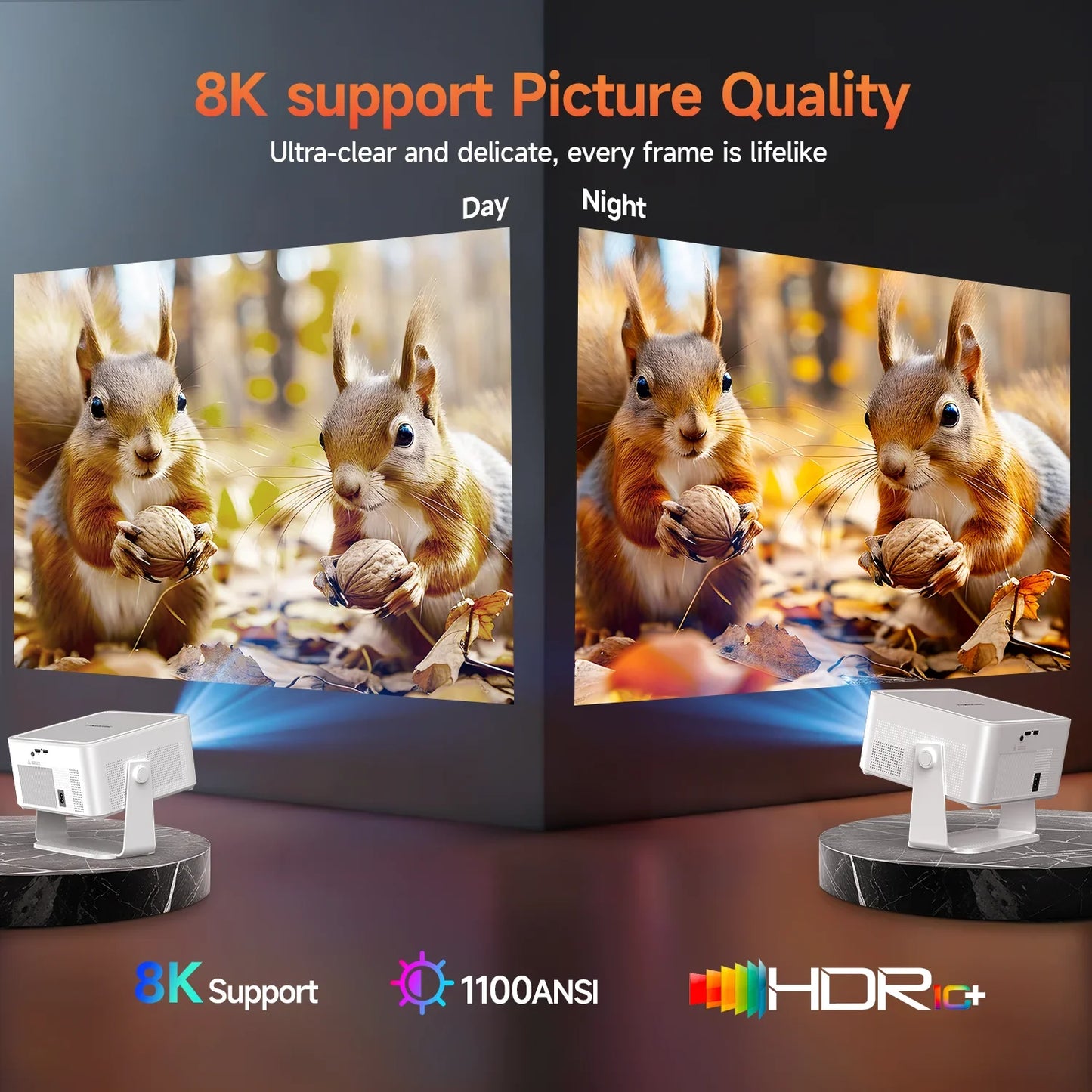Magcubic Portable Outdoor Projector 1100ANSI 1080P Auto Focus 8K Support Android 14 WiFi6 Beam Mini  HY450MAX Projector