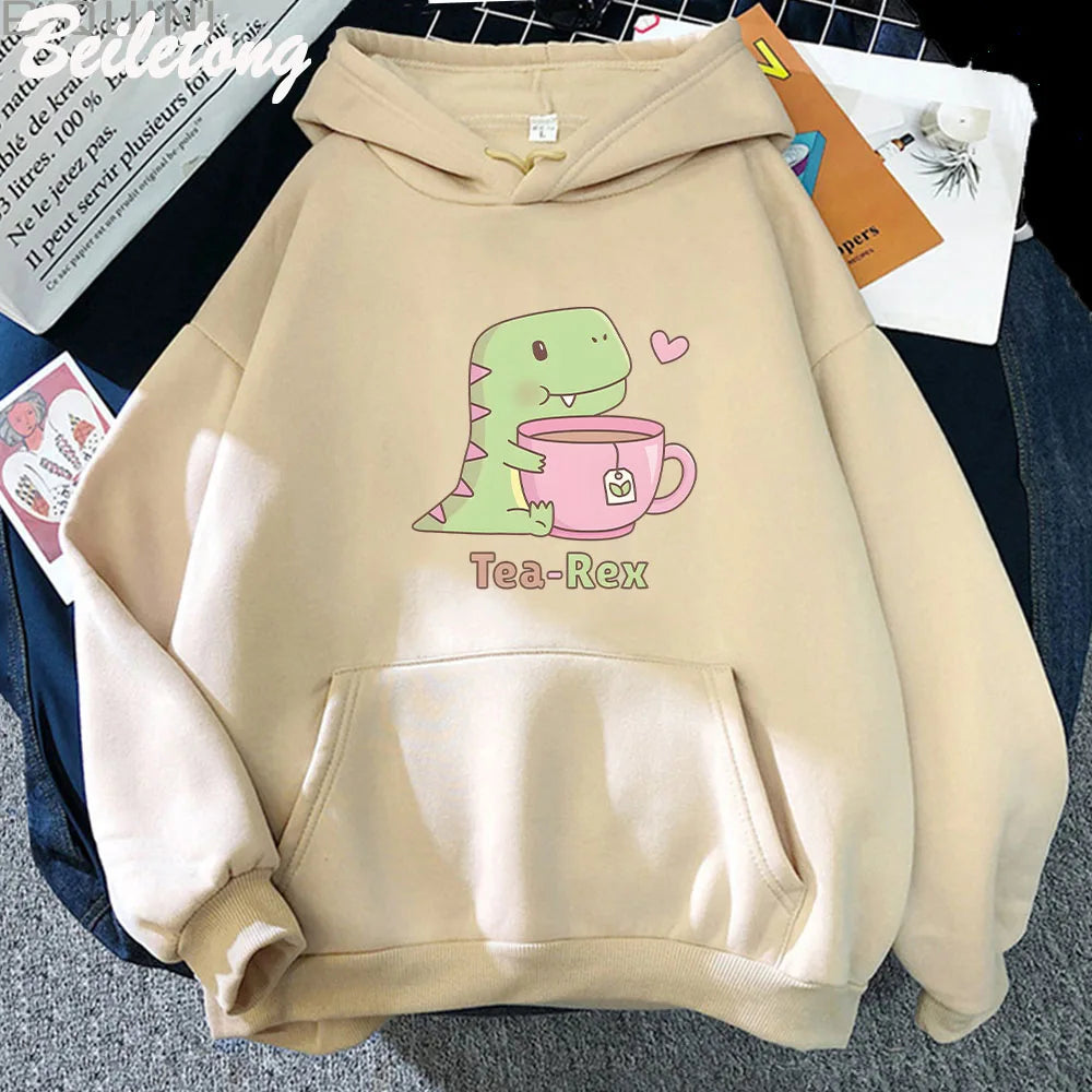 Sudadera con capucha "Tea-Rex" para amantes de los dinosaurios y el té
