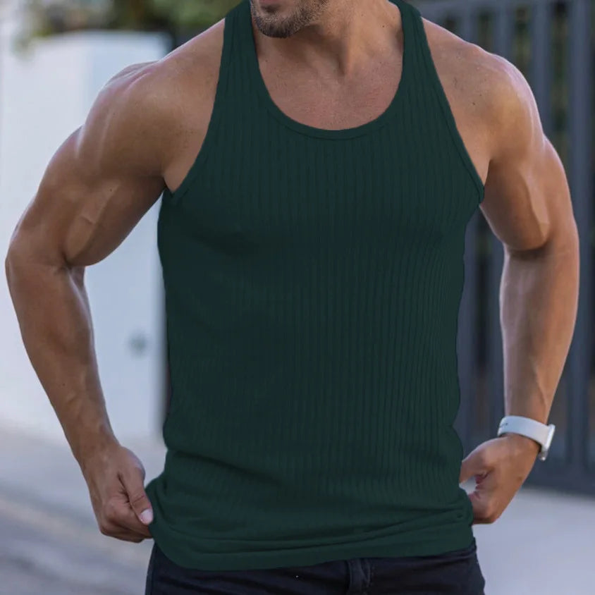 Camiseta de tirantes a rayas para gimnasio StriveFit para hombre - Verano de 2026