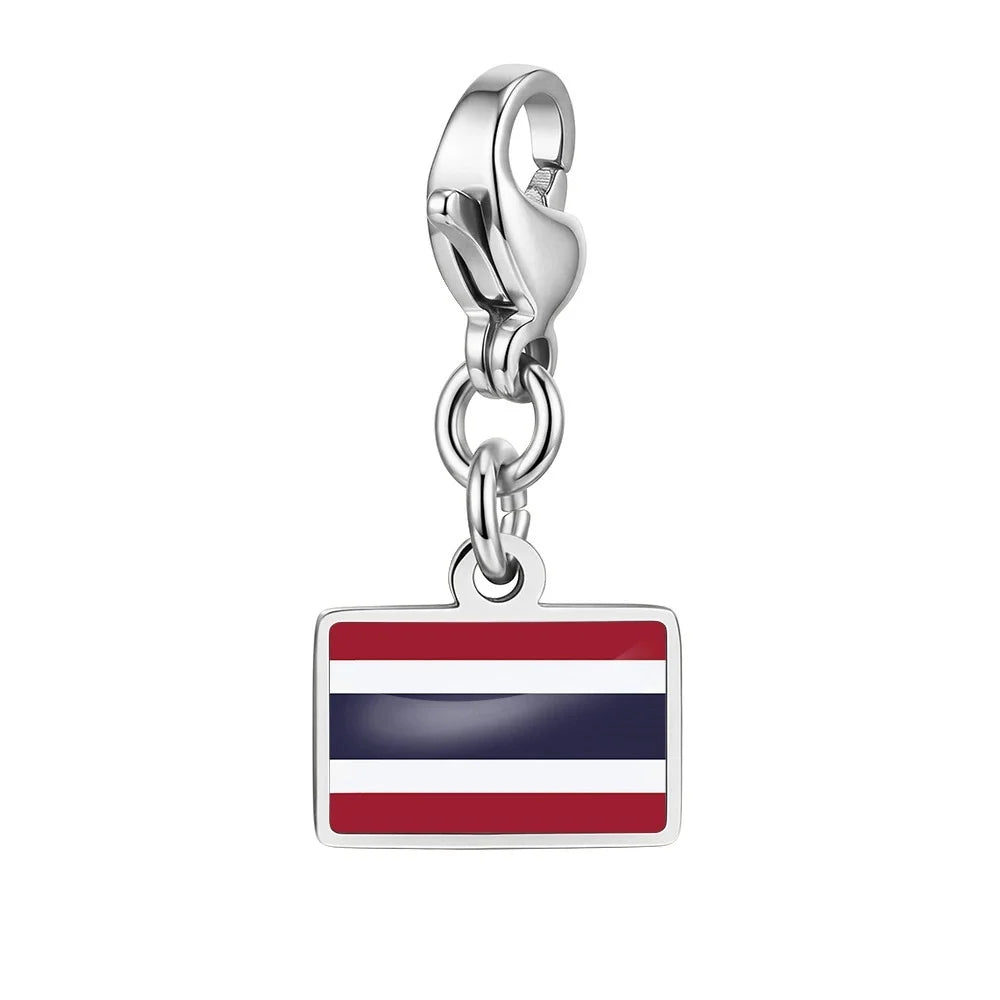 10mm Country Flag Charms Pendant Necklace Bracelet Keychain Bagchain Stainless Steel  Jewelry A Commemorative Gift For A Friend