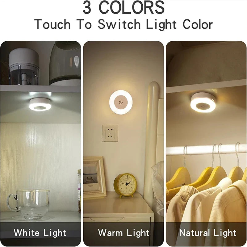 1-6pcs Energy Saving LED Night Lights Touch Sensor 3 Color Dimmable
