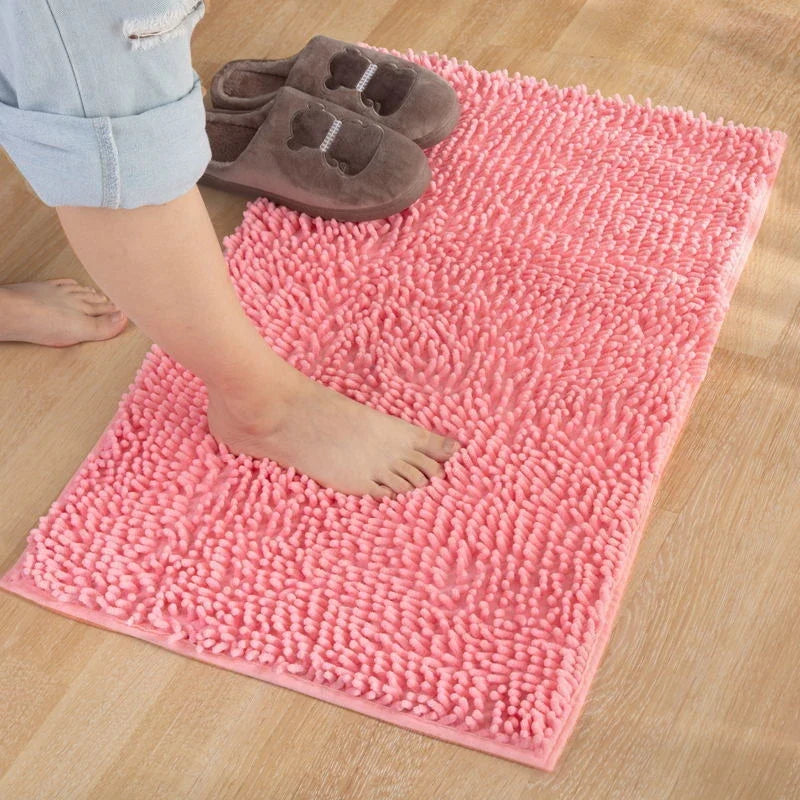Chenille Bathroom Carpet Non Slip Bath Mat Soft and Comfortable Plush Living Room Door Bathroom Absorbent Foot Floor Matscarpet