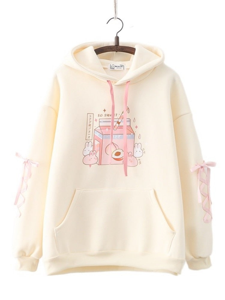 Sudadera con capucha Conejos de leche de durazno
