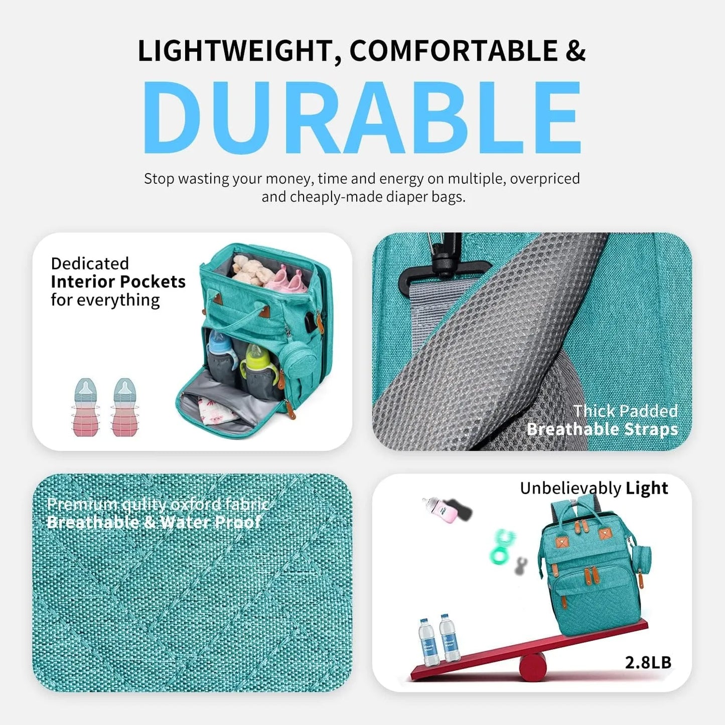 Baby Diaper Bags with Changing Station, Waterproof Large Capacity