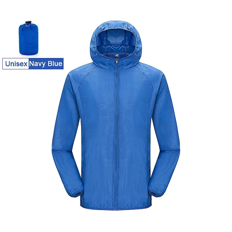 JNLN Men Women Hiking Jacket Unisex Waterproof Quick Dry Camping Windbreaker Outdoor Trekking Climbing Rain Coat Anti UV Clothes