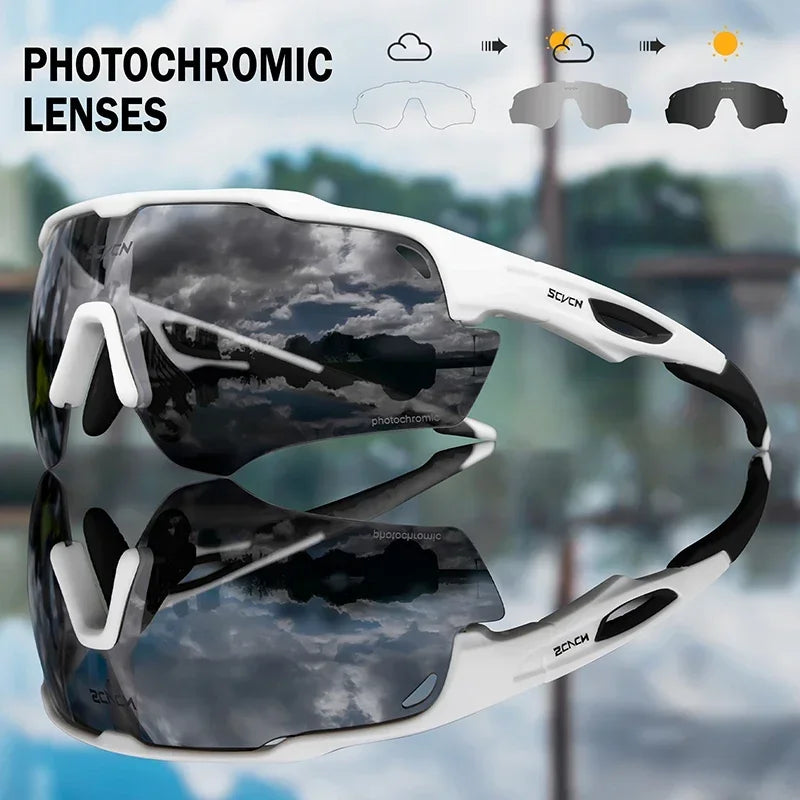 SCVCN Outdoor Bicycle Photochromic Glasses Men Cycling Glasses Polarized Cycle Sunglasses MTB UV400 Goggles Woman Bike Eyewear