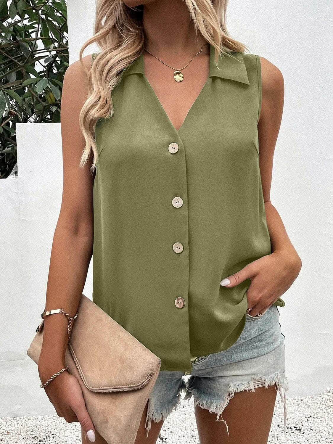Accessories Trendsi just arrived - Sheer button-up tank with collar