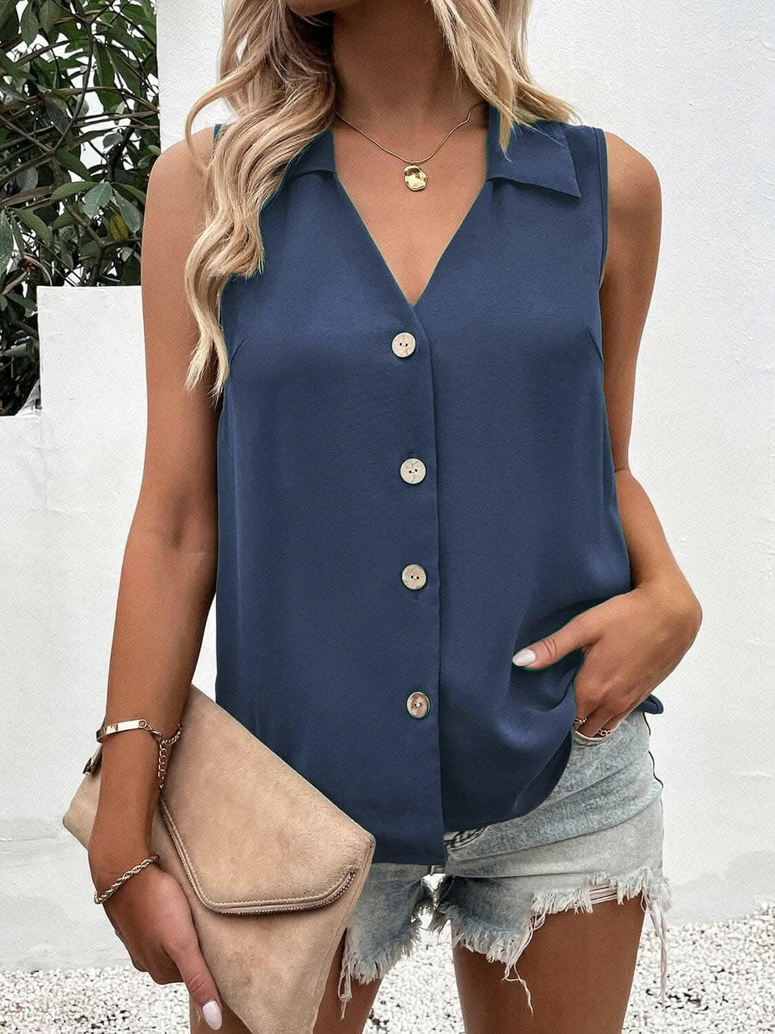 Accessories Trendsi just arrived - Sheer button-up tank with collar
