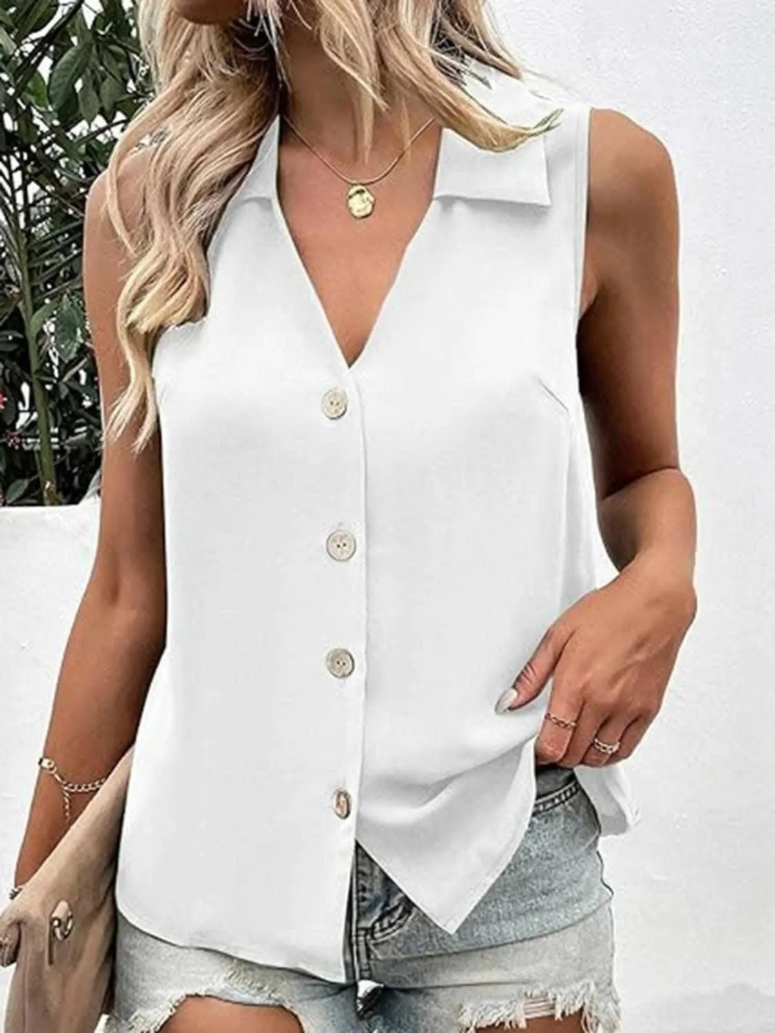 Accessories Trendsi just arrived - Sheer button-up tank with collar