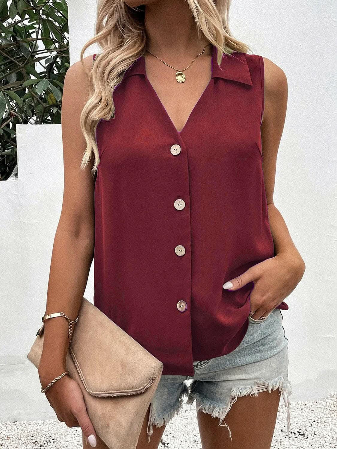 Accessories Trendsi just arrived - Sheer button-up tank with collar