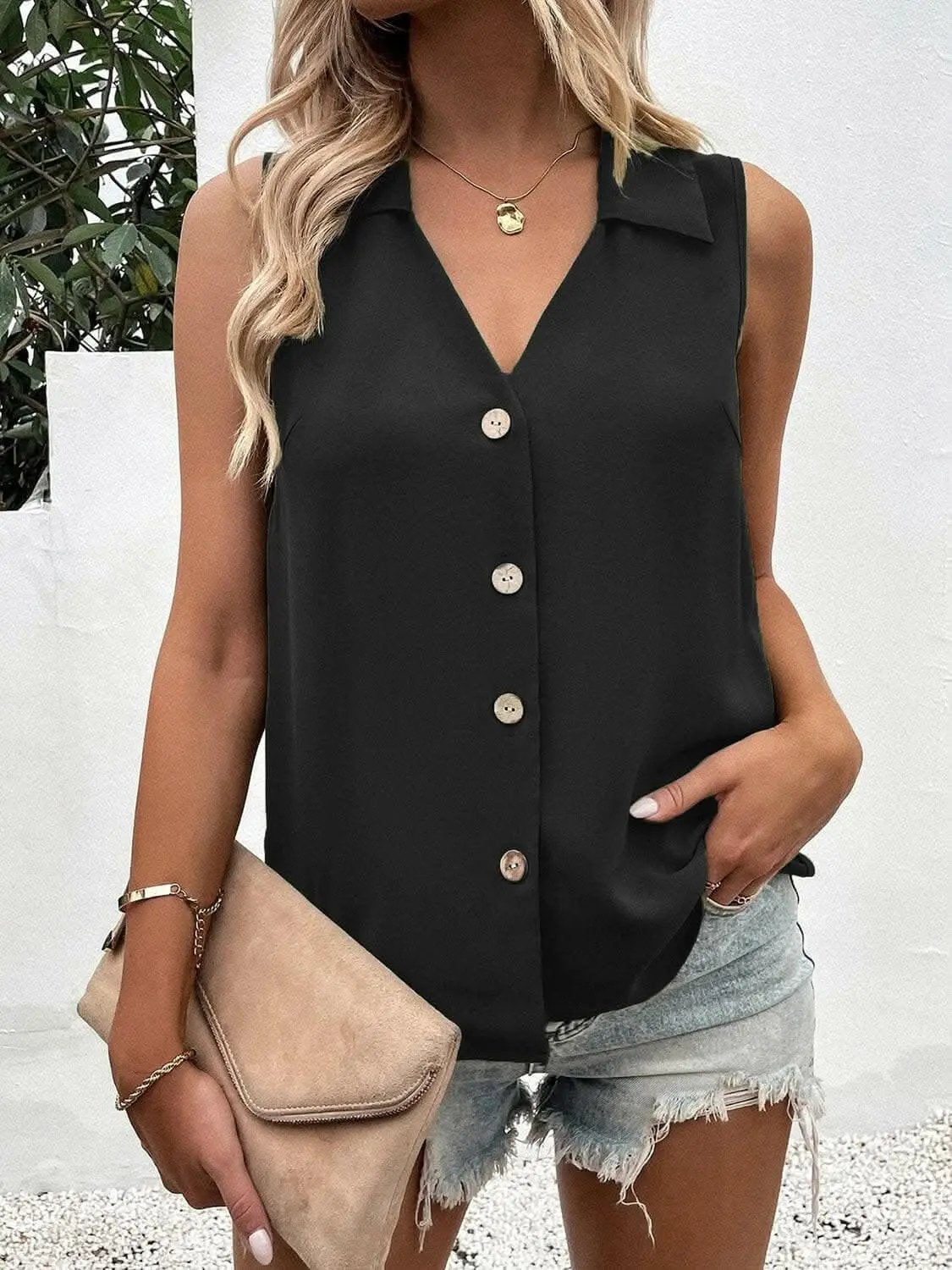Accessories Trendsi just arrived - Sheer button-up tank with collar