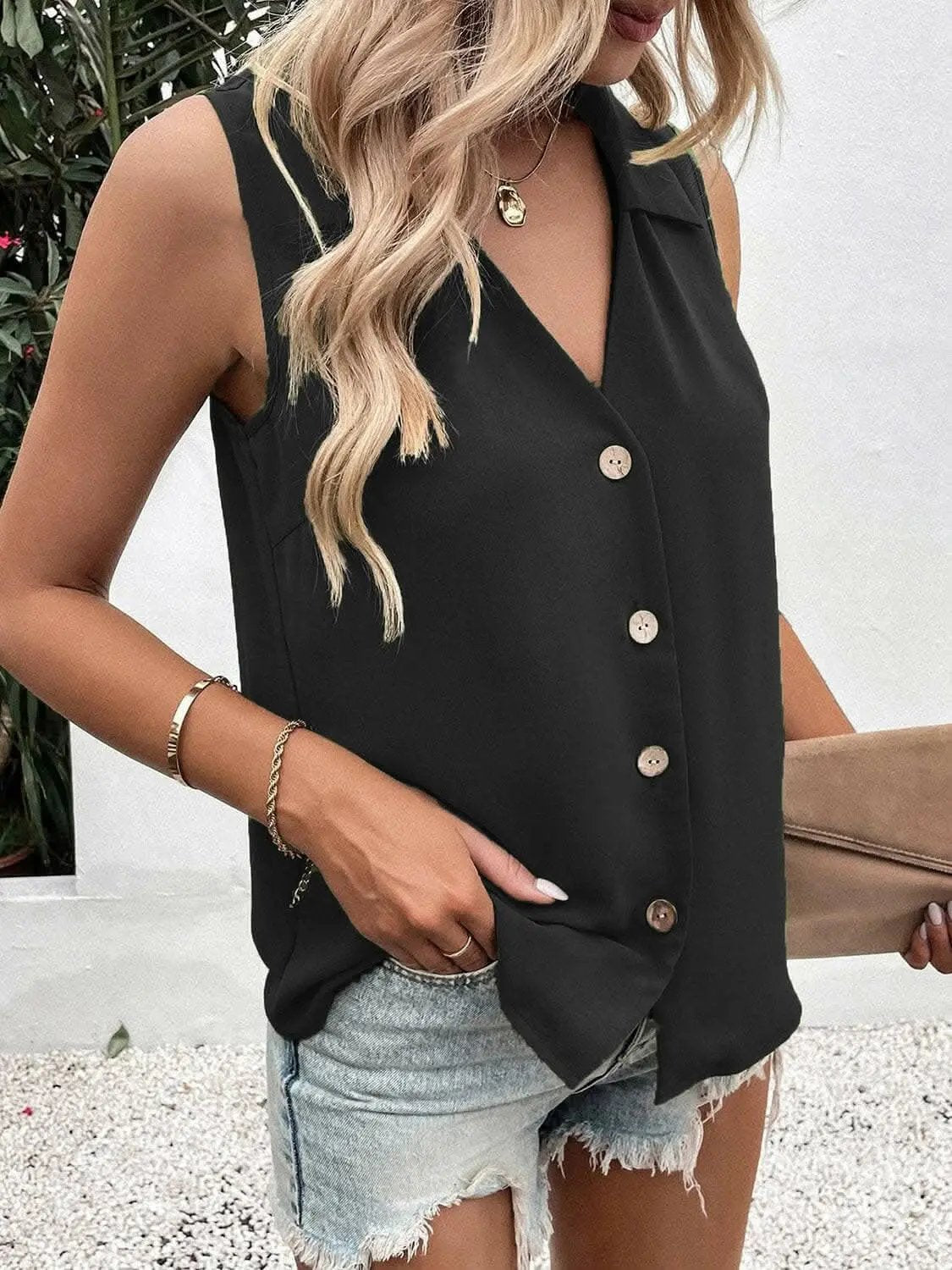 Accessories Trendsi just arrived - Sheer button-up tank with collar