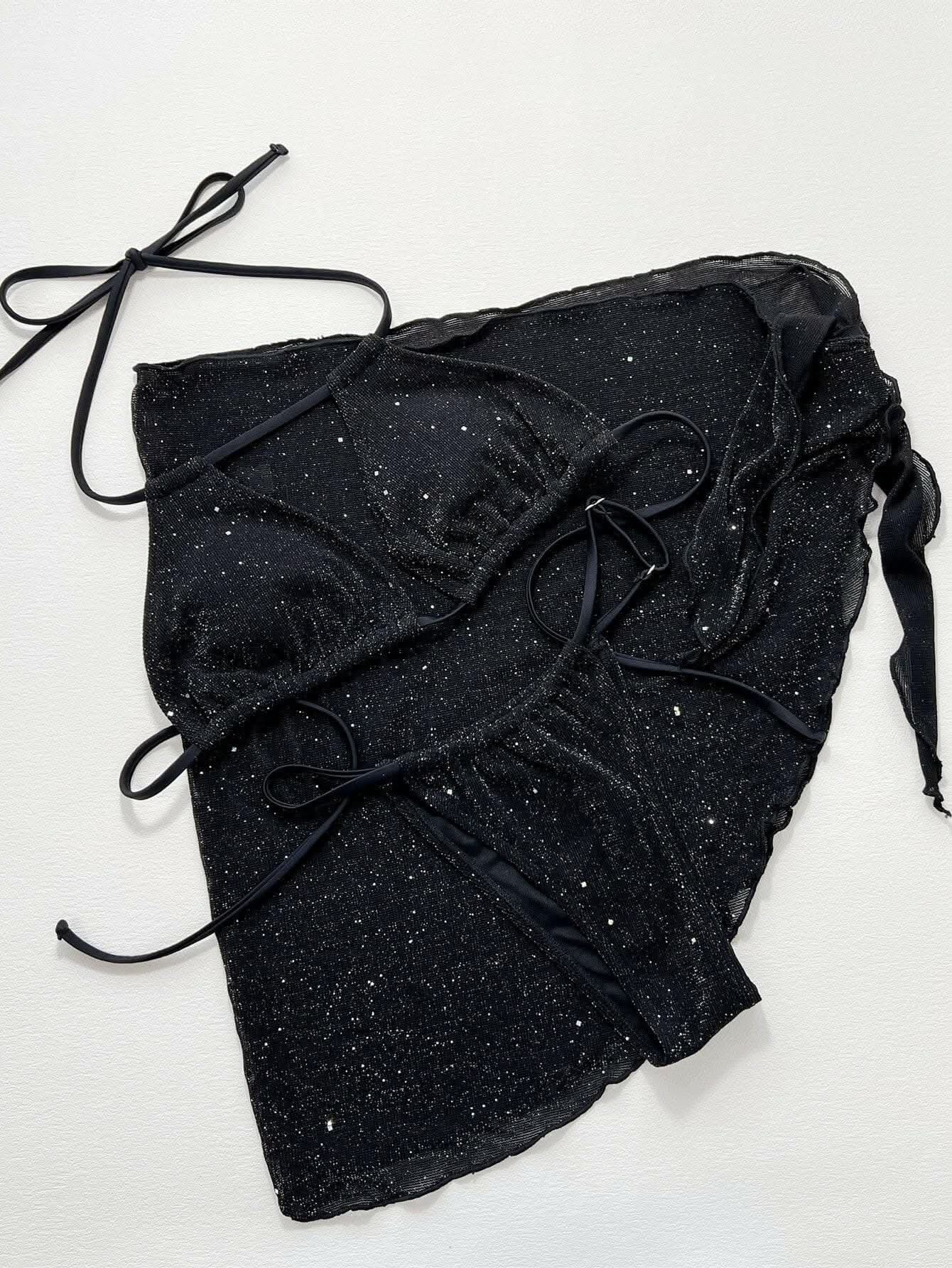 Accessories Trendsi Shimmer Halter Swimwear Women's Beach Two-Piece Set Sexy & Stylish