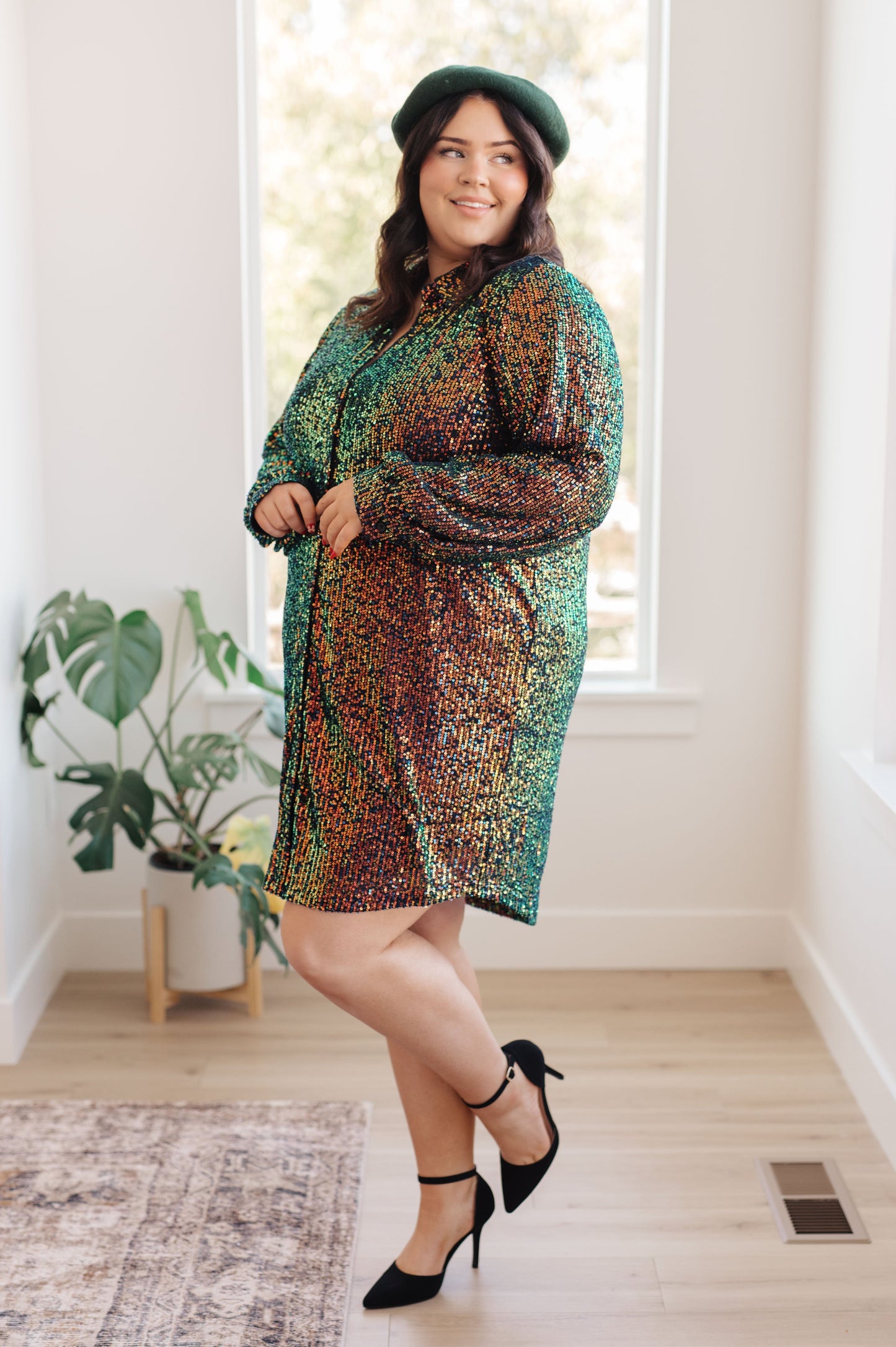 Vestido camisero de lentejuelas Shimmering Splendor