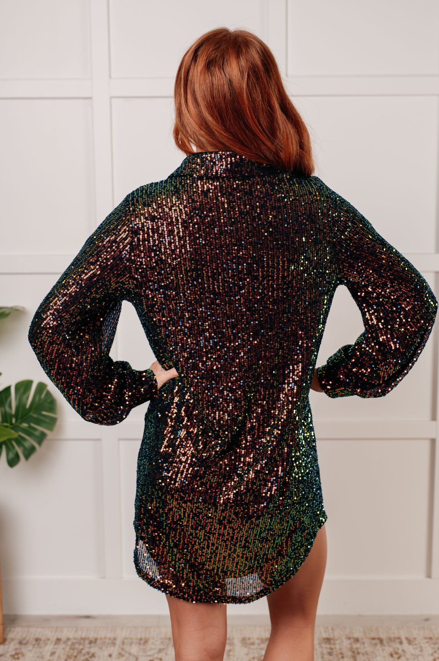 Vestido camisero de lentejuelas Shimmering Splendor