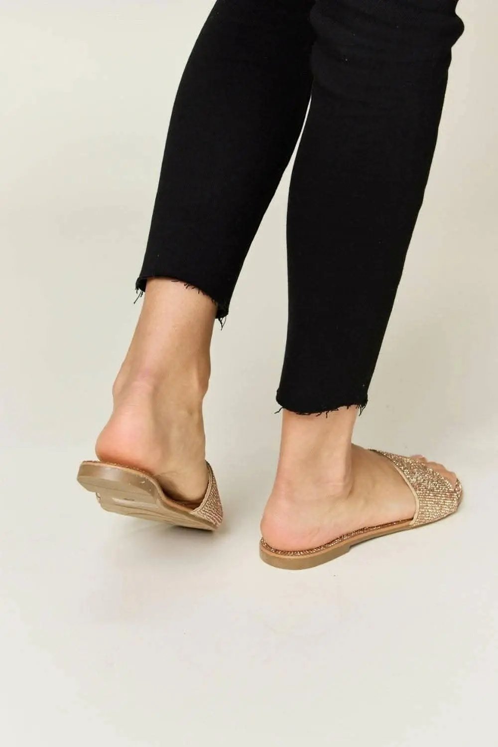 Trendsi Rhinestone Flat Sandals — Sparkle Casual or Dressy