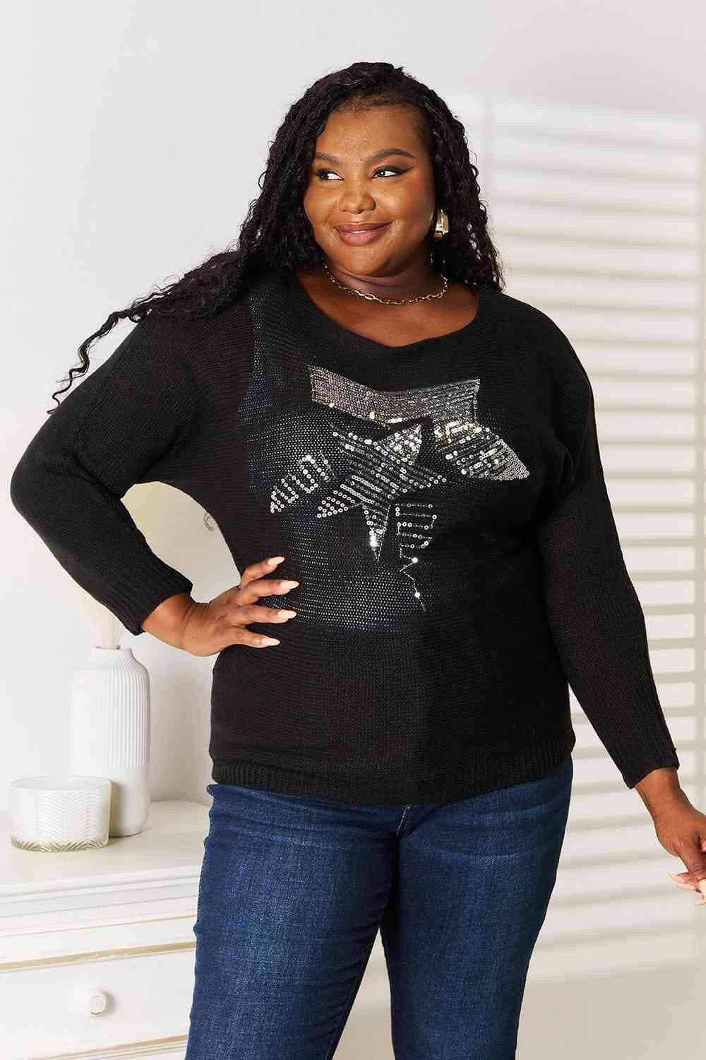 Trendsi Sequin Dolman Sweater - Shimmering Women's Sparkle