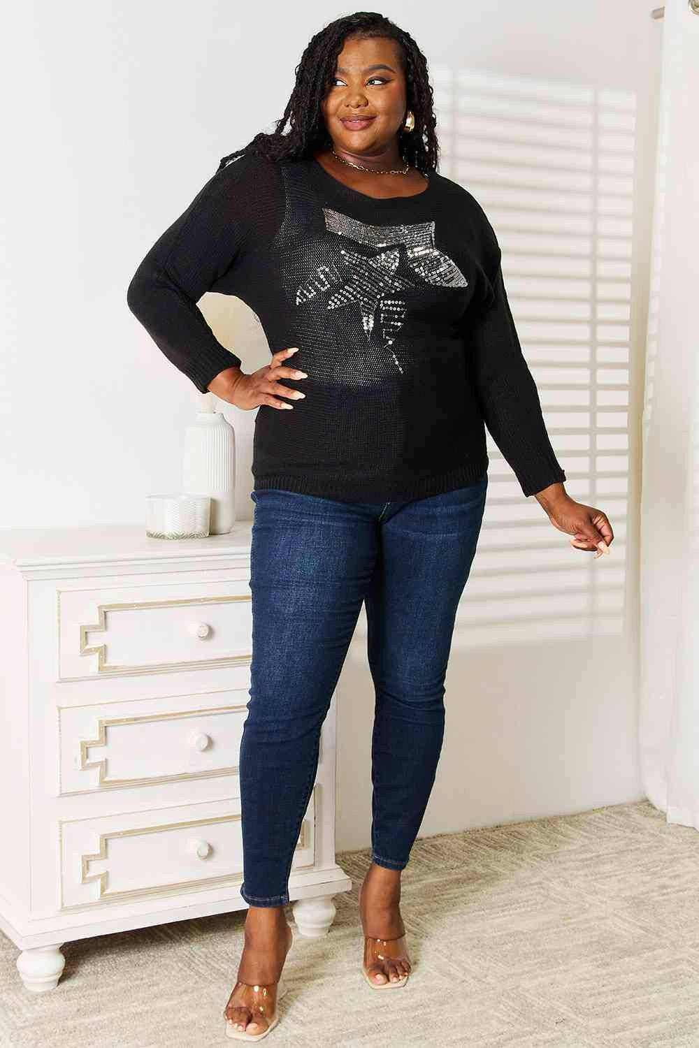 Trendsi Sequin Dolman Sweater - Shimmering Women's Sparkle