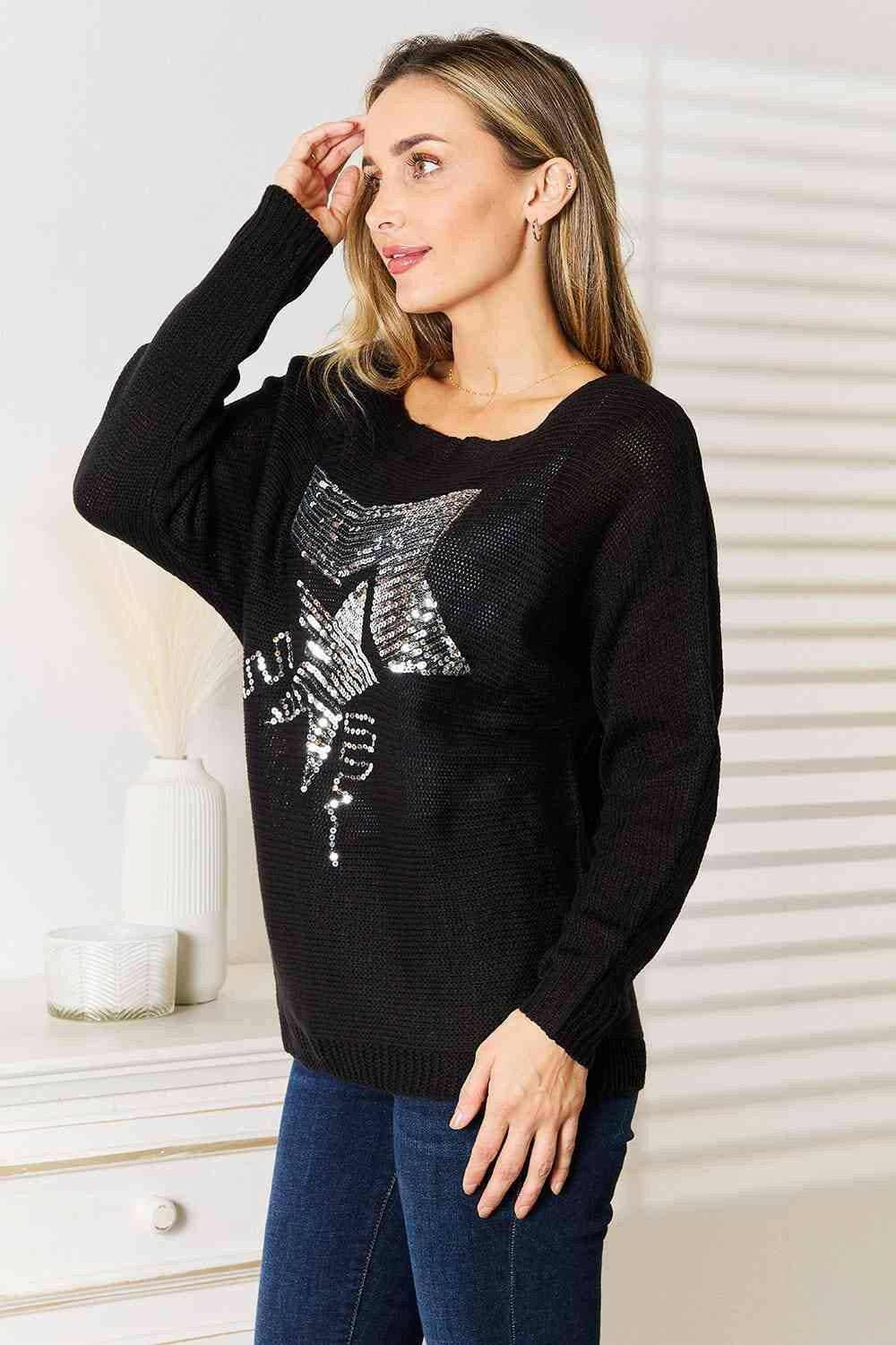 Trendsi Sequin Dolman Sweater - Shimmering Women's Sparkle