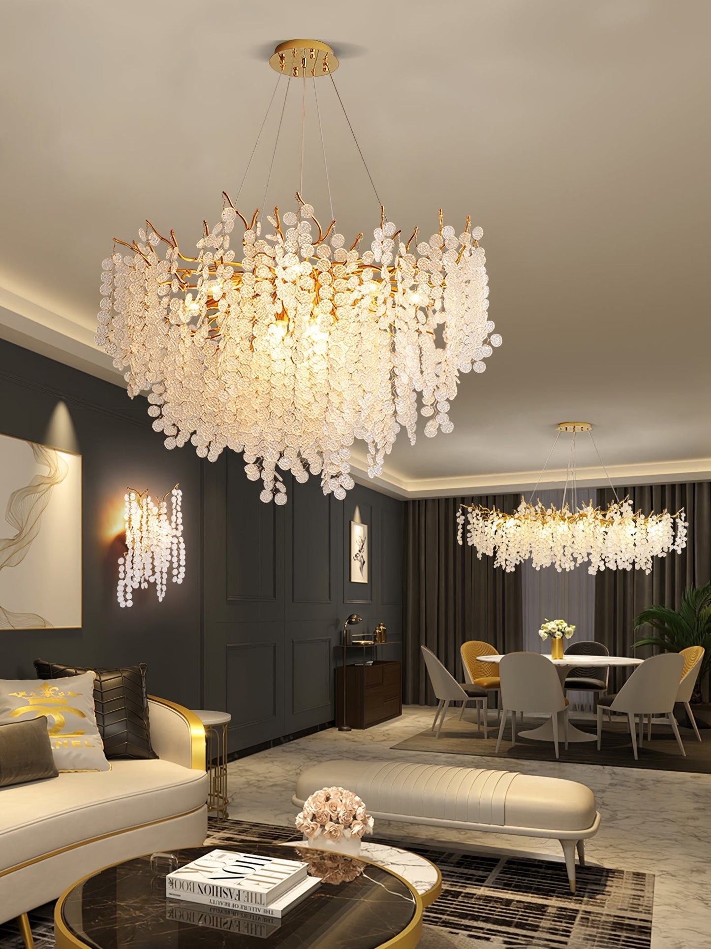 Candelabros de monedas de cristal de Shiro Noda