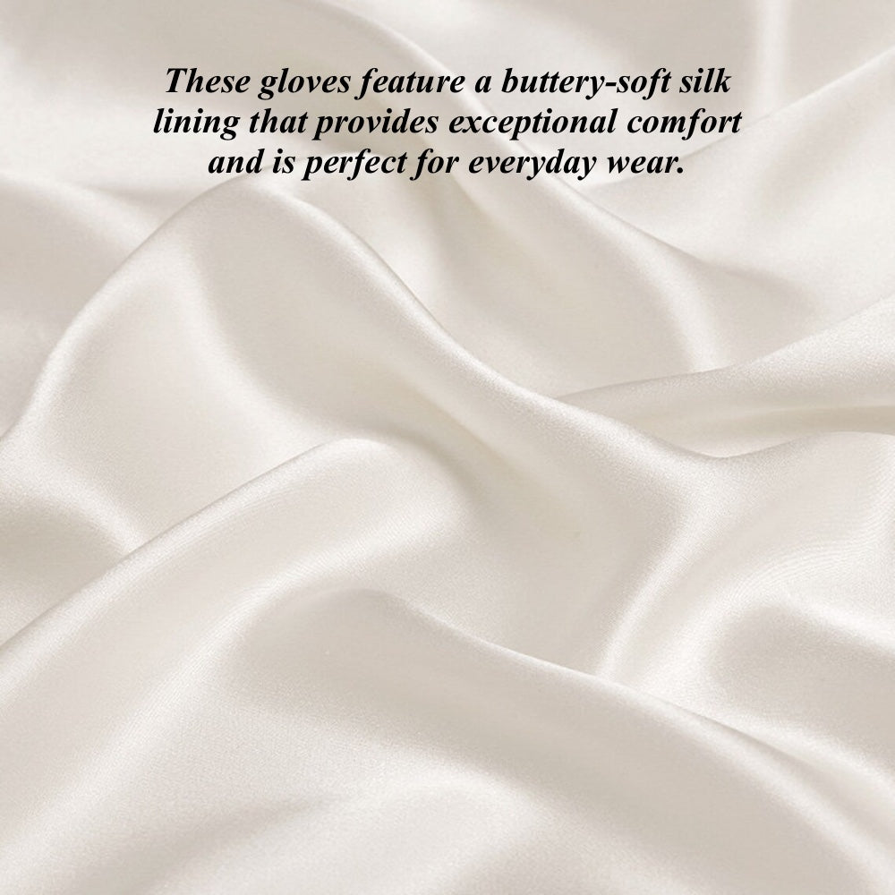 Angelina (white) - Italian silk lined 12-button length leather bridal / opera gloves
