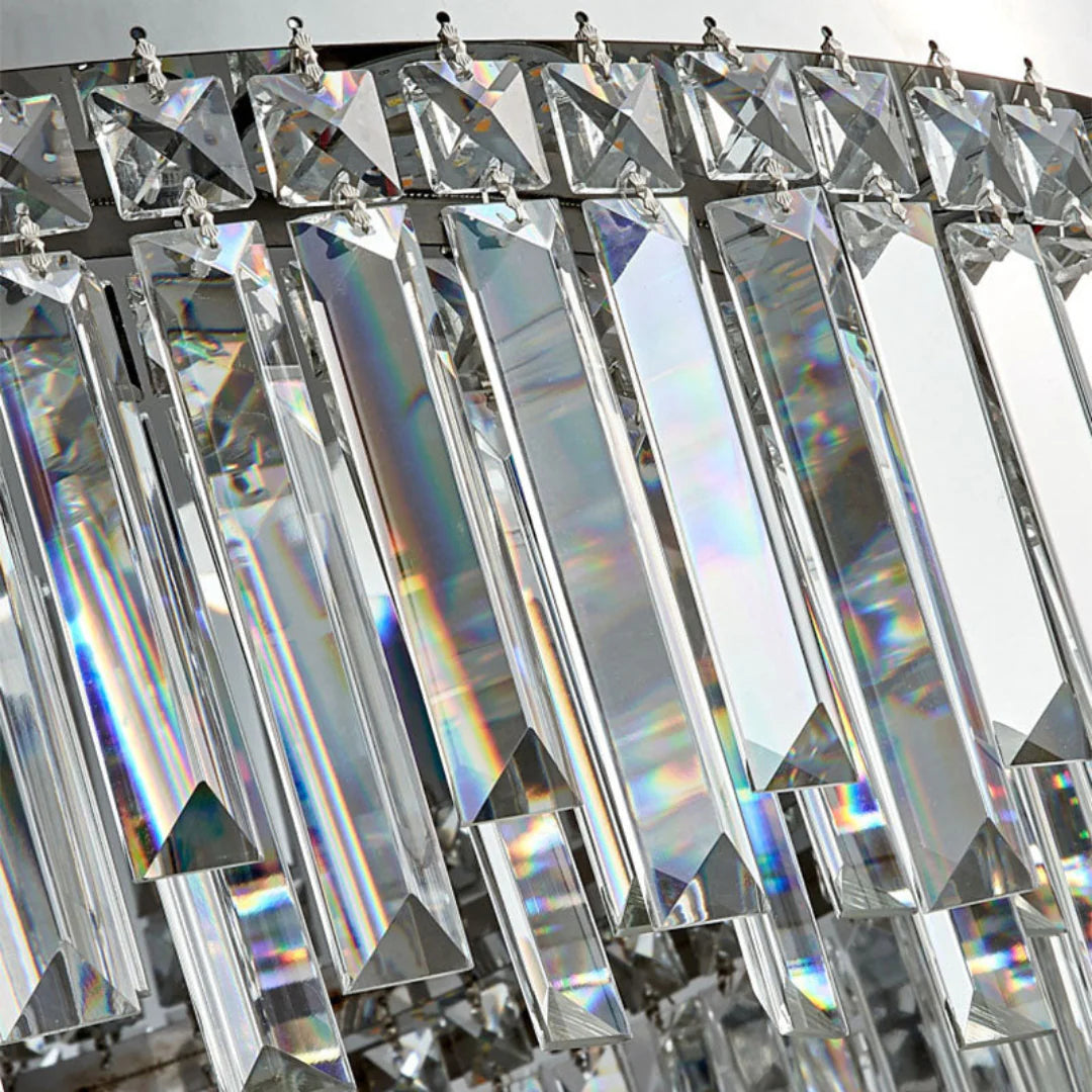 Lámpara de techo redonda de cristal plateado
