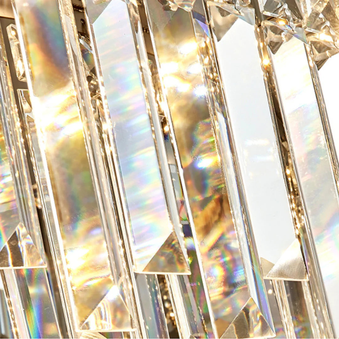 Lámpara de techo redonda de cristal plateado