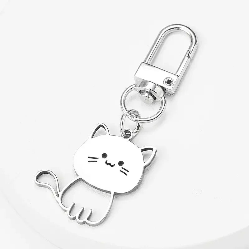 Llavero Kawaii Gato Plateado