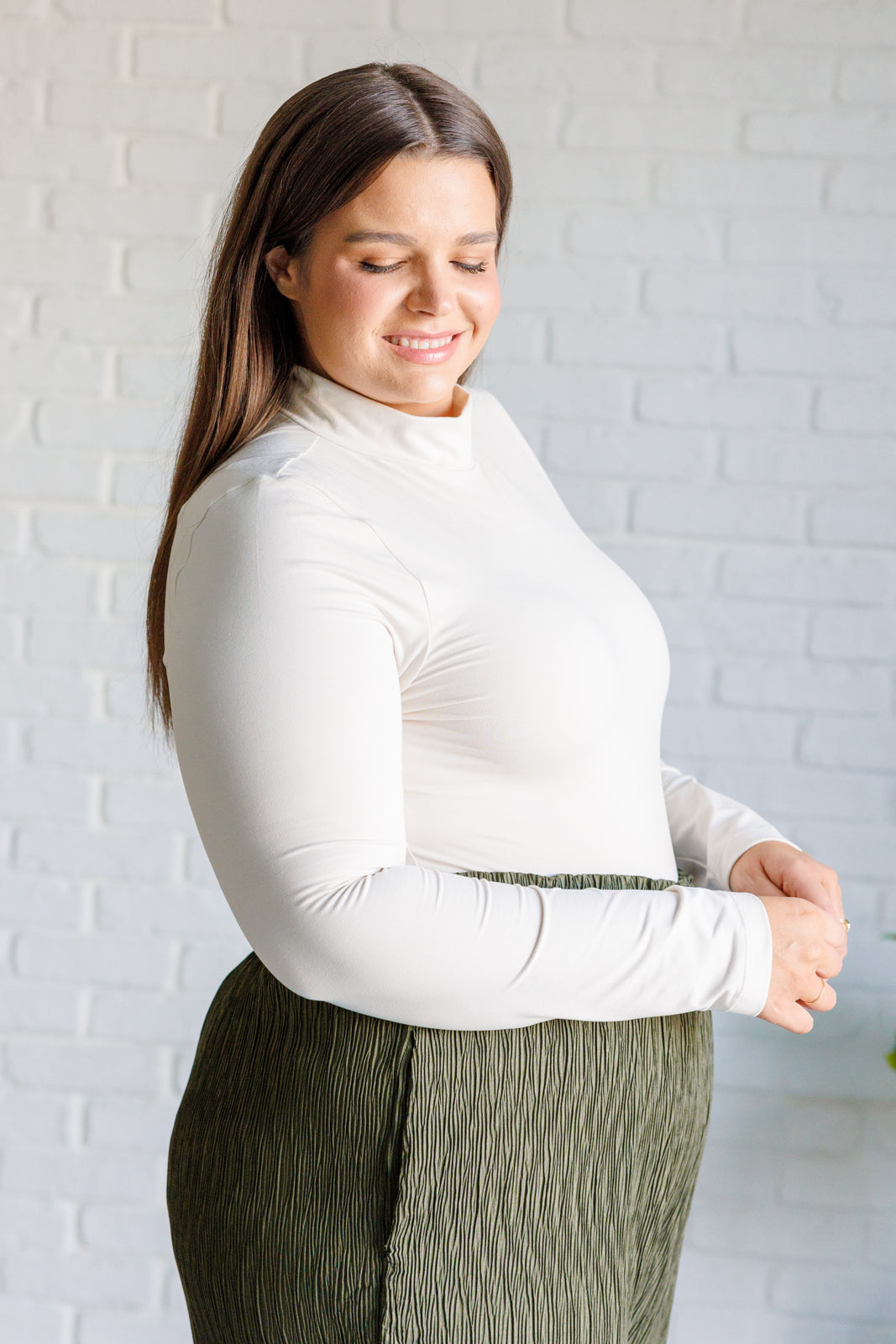 Body con cuello mock Simple Situation en blanco perla