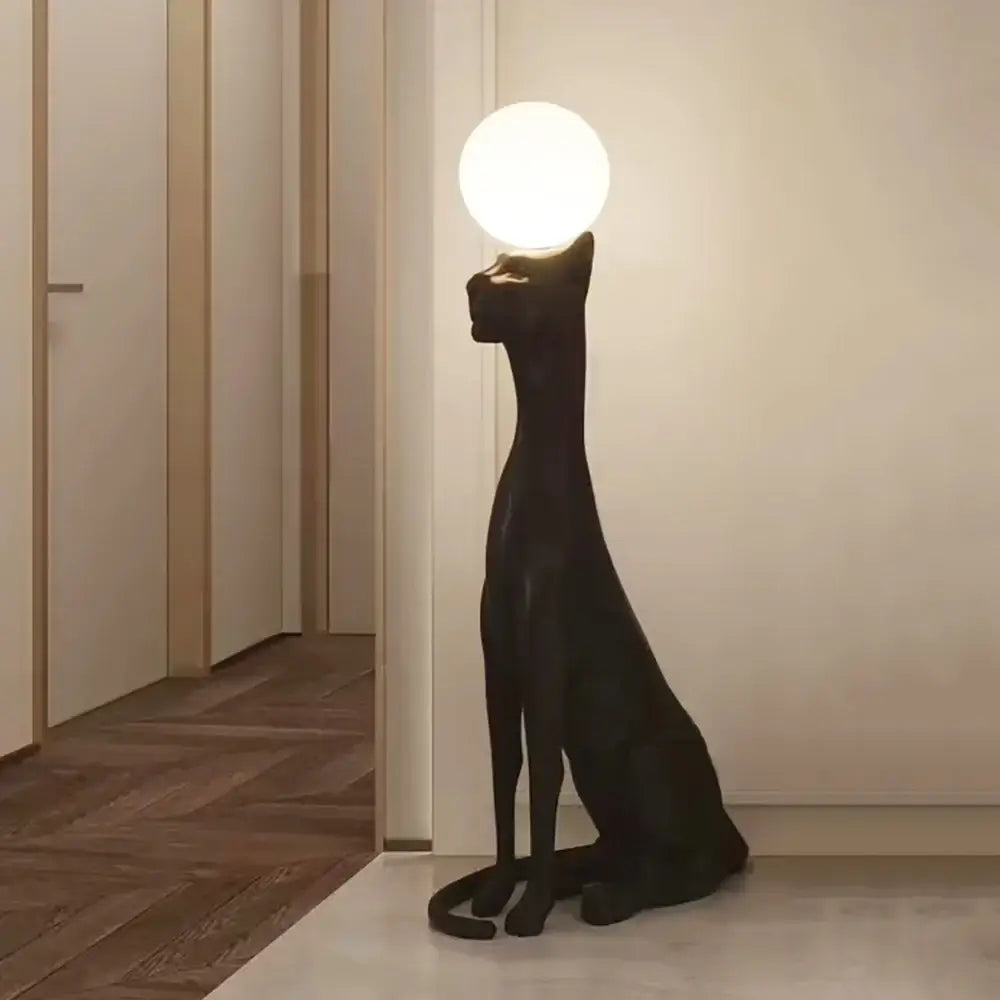 Lámpara de pie decorativa Rylight con perro sentado