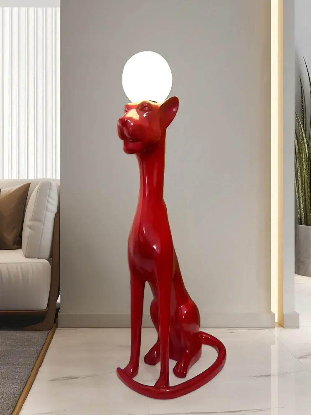 Lámpara de pie decorativa Rylight con perro sentado