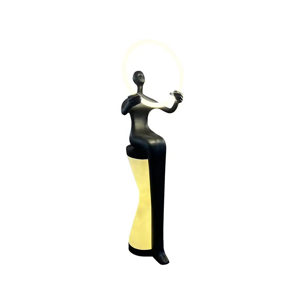 Lámpara de Pie con Estatua de Hombre Sentado