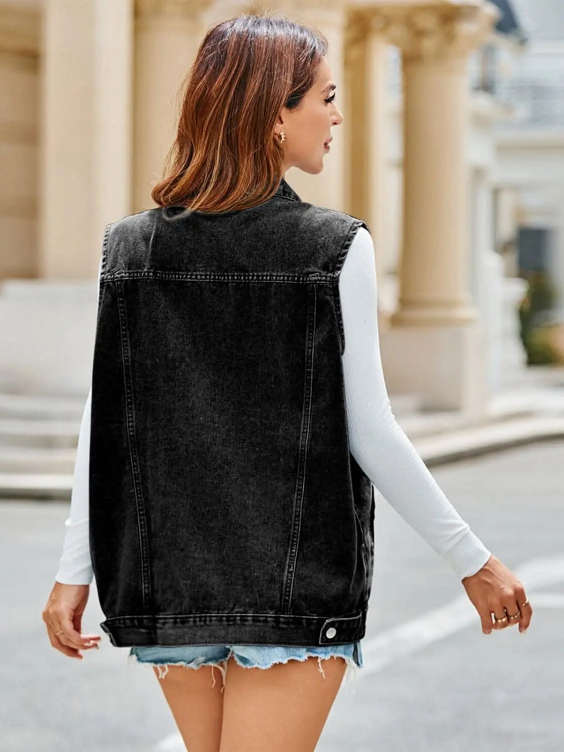Trendsi Sleeveless Denim Jacket Button-Front Men's Premium