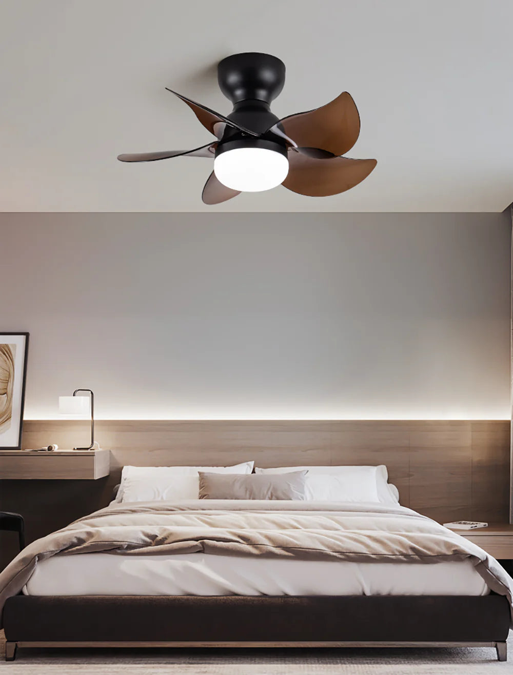 Lámpara de ventilador de techo pequeña de 5 aspas