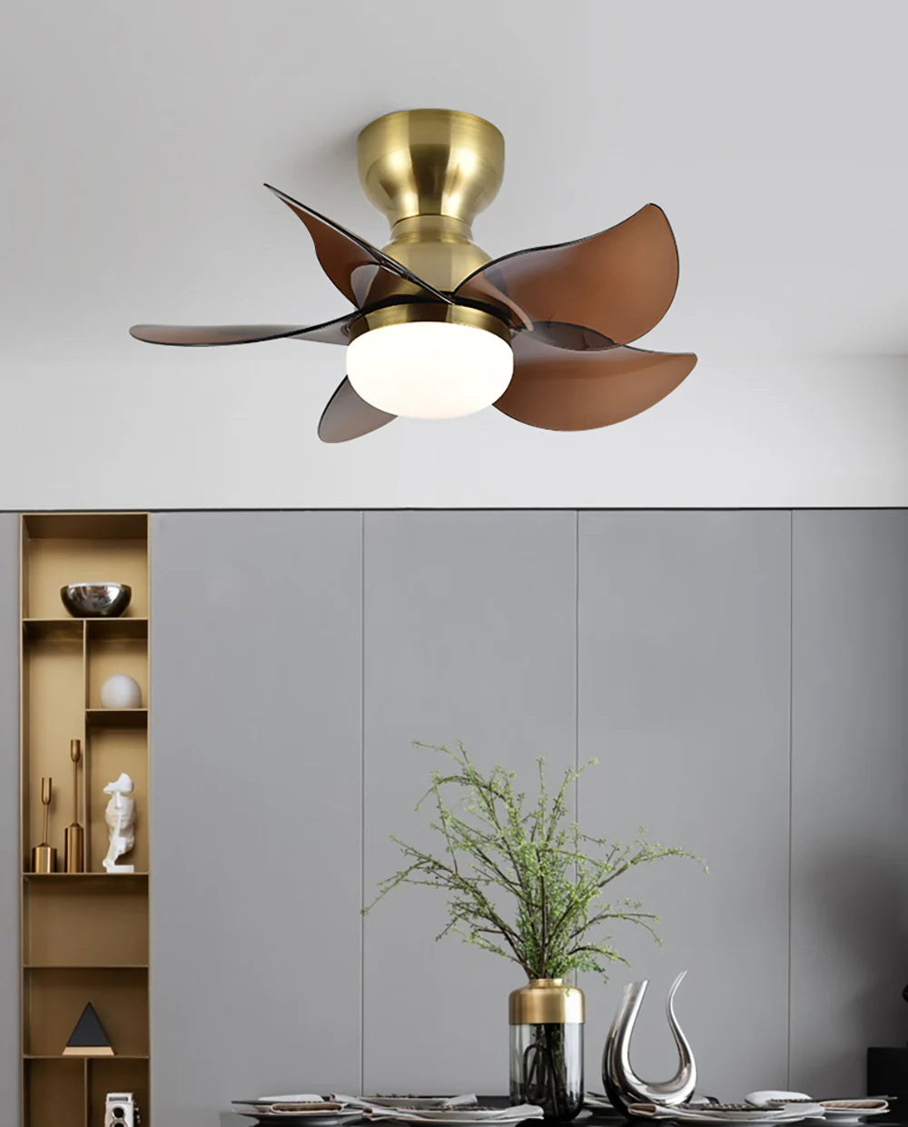 Lámpara de ventilador de techo pequeña de 5 aspas