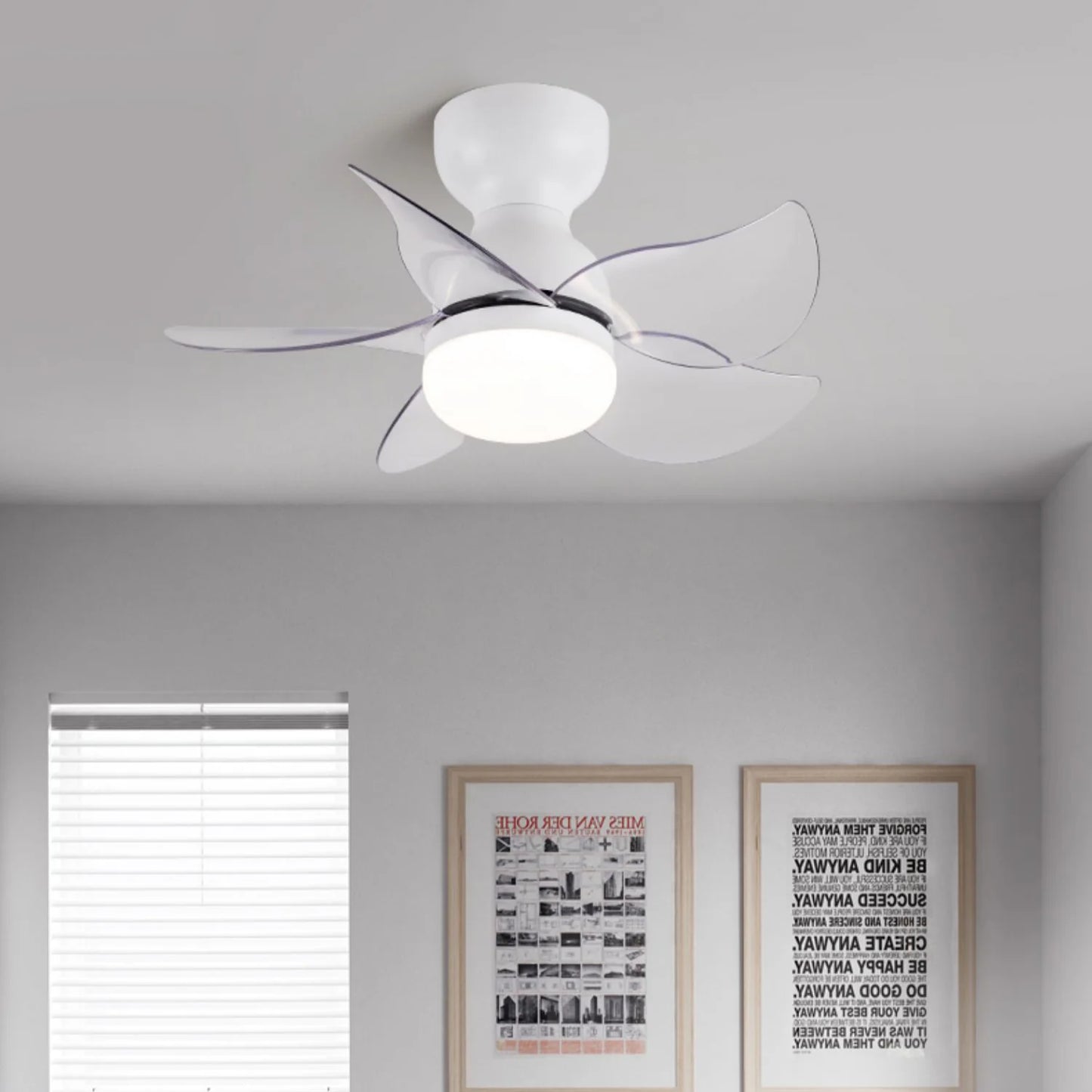 Lámpara de ventilador de techo pequeña de 5 aspas