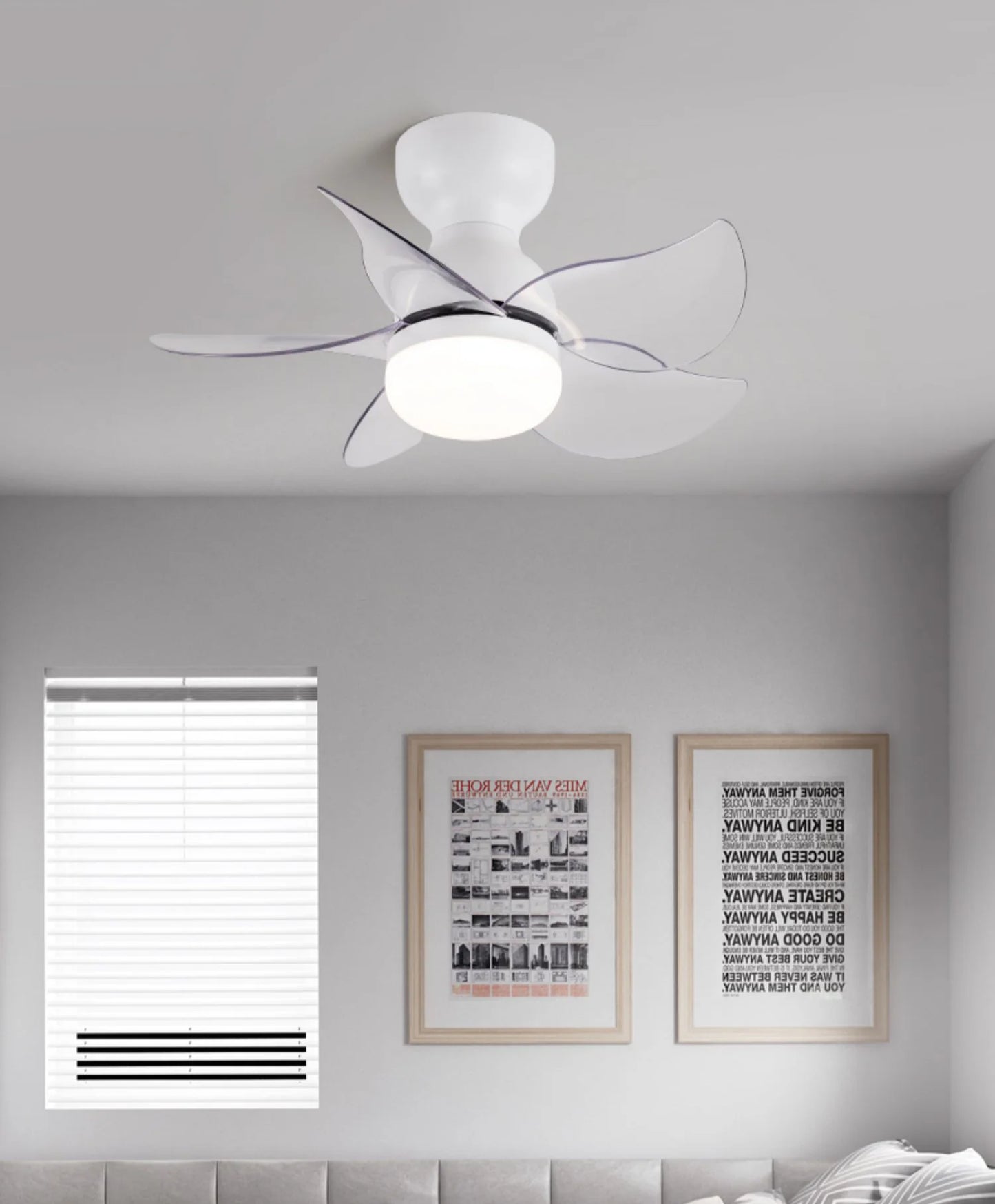 Lámpara de ventilador de techo pequeña de 5 aspas