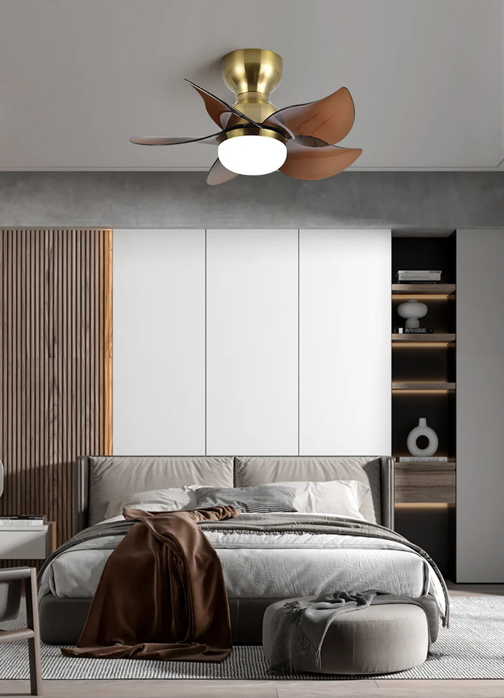 Lámpara de ventilador de techo pequeña de 5 aspas