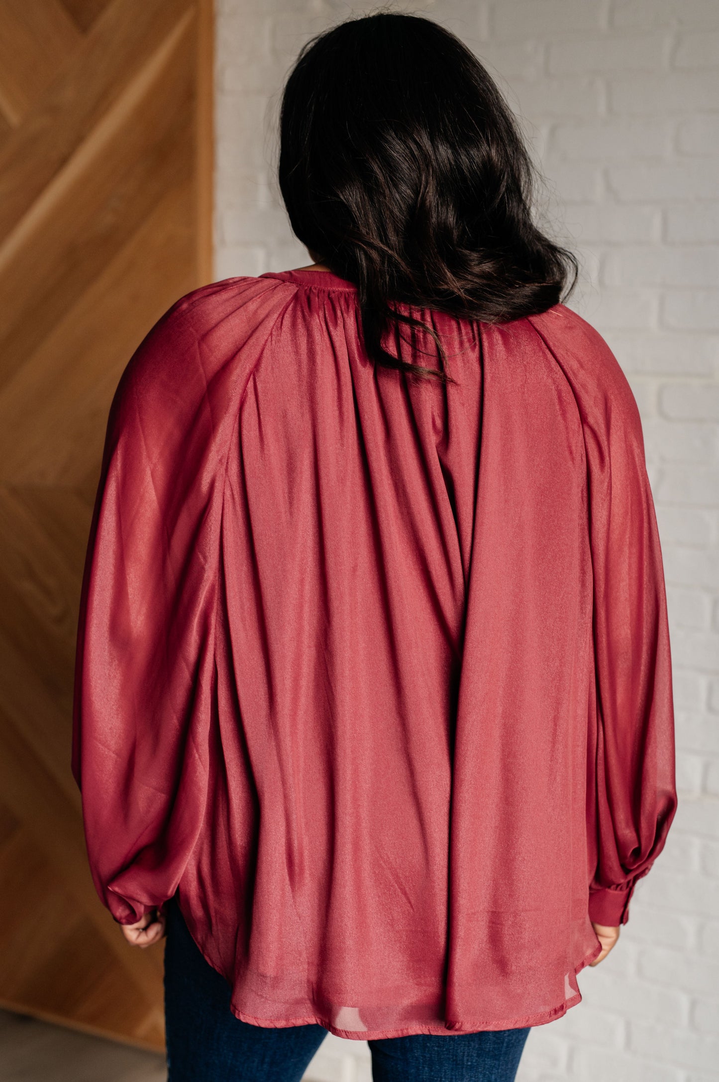 Blusa abotonada de manga murciélago Smiles and Pouts